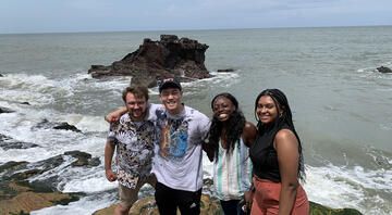 group of study abroad students in legon by coast