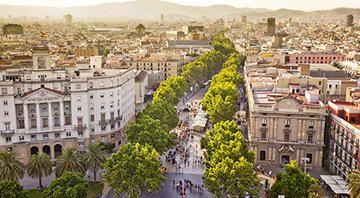 downtown barcelona aerial view