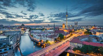 Berlin tower at night