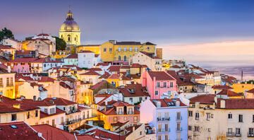 lisbon city at dusk