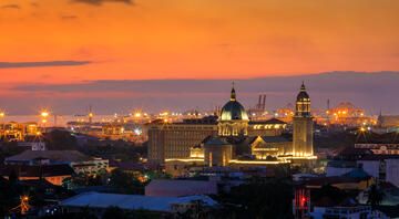downtown mexico nighttime bright lights