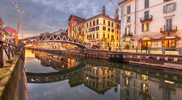 Milan river canal at night