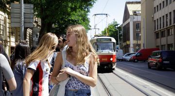 prague czech republic student on street