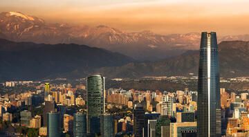 Santiago, Chile cityscape hazy sunset