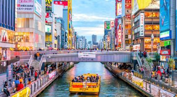 Tourists at Dotonbori Shopping Street in Osaka, Japan