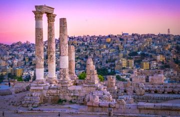 sunset in amman jordan desert landmark