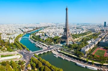 paris eiffel tower river skyline