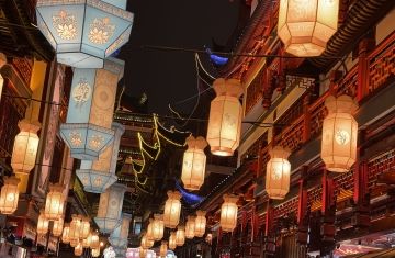 Chinese lanterns in Shanghai at night