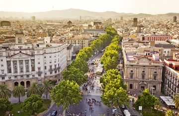 downtown barcelona aerial view