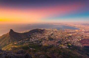 Cape Town high aerial at sunset