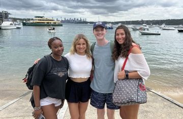 students by ocean sydney australia spring