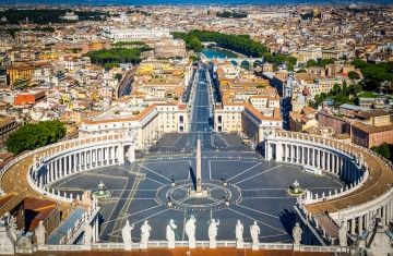 vatican city downtown rome plaza aerial view