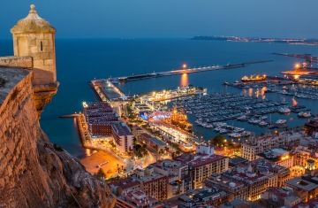Alicante harbor at night