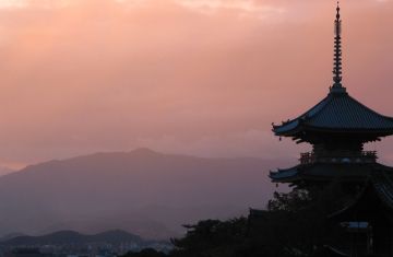 temple kyoto japan sunset