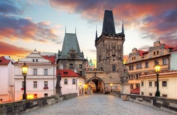 prague-bridge-sunset-tower