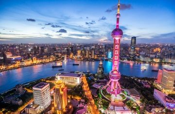 shanghai night aerial view