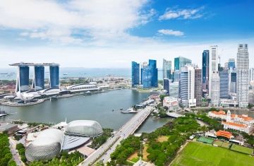 aerial view of downtown singapore