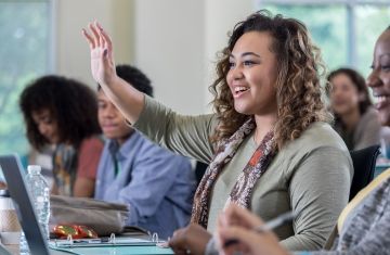 sa girl hand raised in classroom
