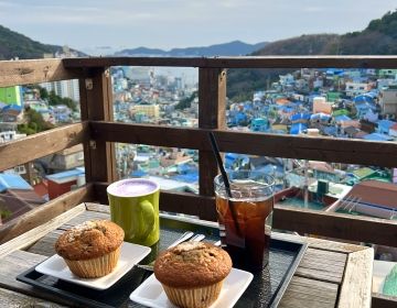 We enjoyed this cafe that had an incredible view in Gamcheon village.