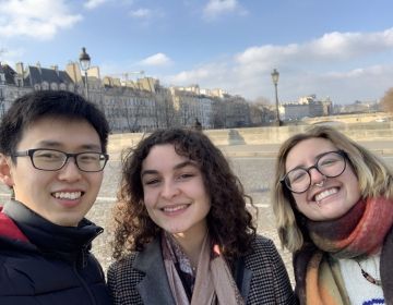 Students on a cruise on the Seine river in Paris