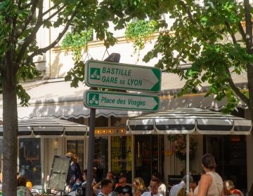 study abroad street sign shopping