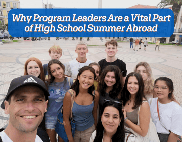 High school summer abroad students with program leader