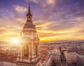 Budapest Basilica at sunset