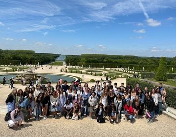 The entire group in the garden.