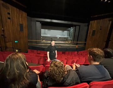 Students getting a private stage viewing