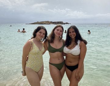 students at beach