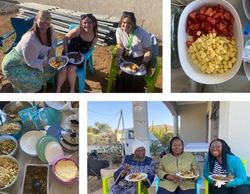 Enjoying food during the braai. 