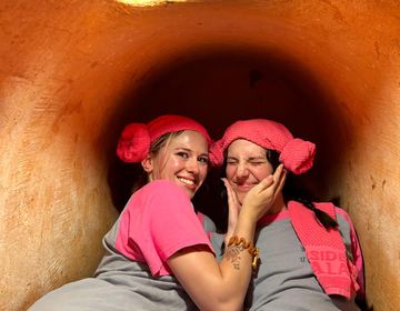 A photo of me and my lovely friend Avi feeling Jeong and enjoying our time together at a Korean bathhouse