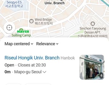 A screenshot of Naver maps depicting a clothing store named LEESLE