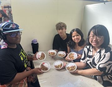 Students with their completed shokuhin sample