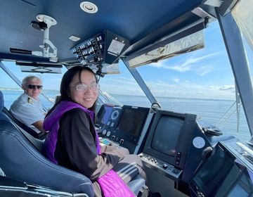 Student on ferry