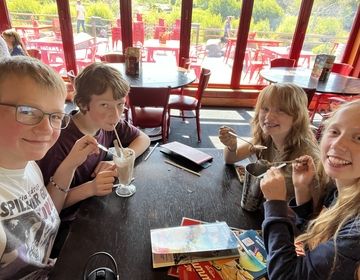 Me with my brother and cousins getting a milkshake