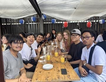 Students at their farewell lunch