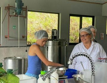 Ava, a high school student, mixing soap ingredients