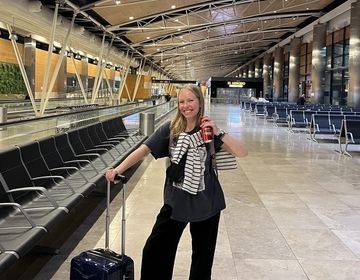 Sarah in the Madrid airport