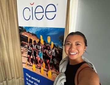 Marissa with CIEE orientation sign