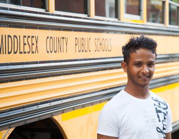 It's common for exchange students to take the bus to school.