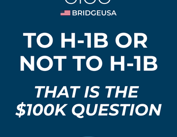 Graphic reads: To H-1B or not H-1B, that is the $100k question