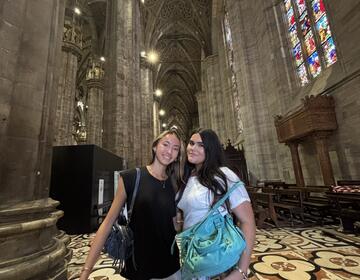 Milan high school students inside the duomo