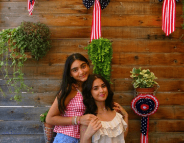 Aanshi T. (right) poses with one of her friends.