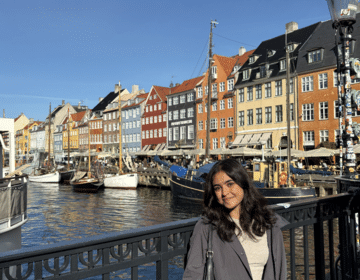 Aanshi T. poses for a photo on Nyhavn Street.