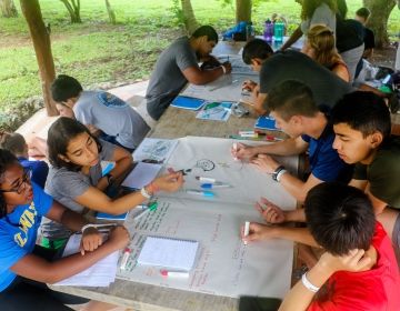 High school students in Monteverde working on a group project