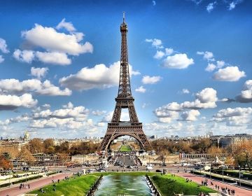 paris eiffel tower aerial