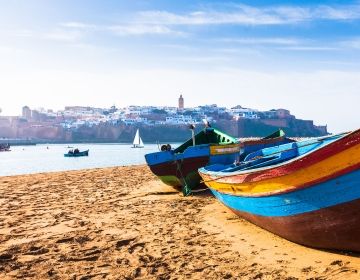 boat on rabat beach morocco