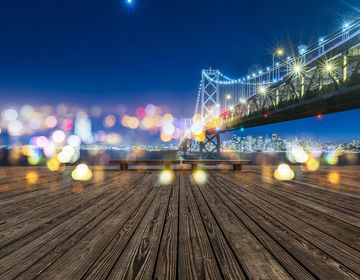 california bridge at night with lights