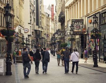 Busy street in Budapest
